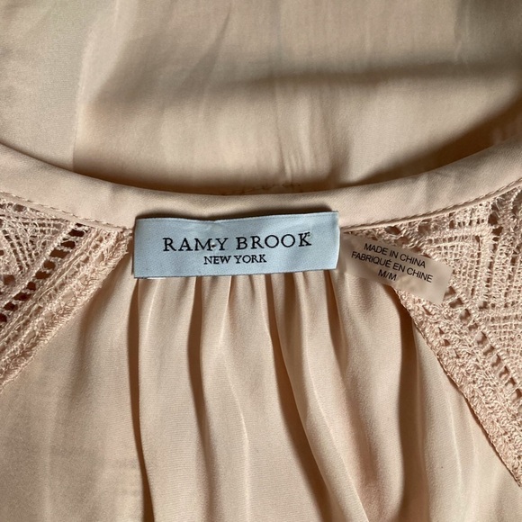 Ramy Brook Winnie Crochet Lace Embroidered Peasant Blouse Blush Pink - Picture 5 of 10